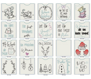 2€ ZUSATZTÜRCHEN 18. Dezember - Stickserie - ITH Teebeutel Verpackung